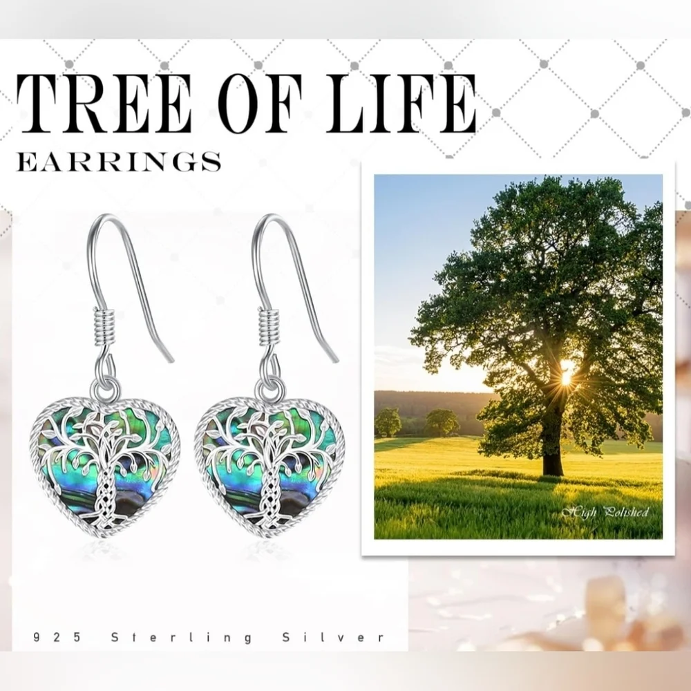 Sterling silver tree of life earrings Nwb